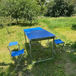 Посилений складаний туристичний стіл 120/60 см від MegaStrike + 4 стільці
