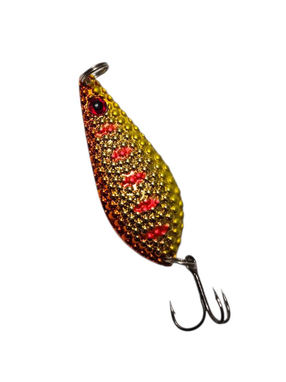 16г Колеблююча блешня (колебалка) Атом BoyaBy Yellow Pink Stripe, рельєф